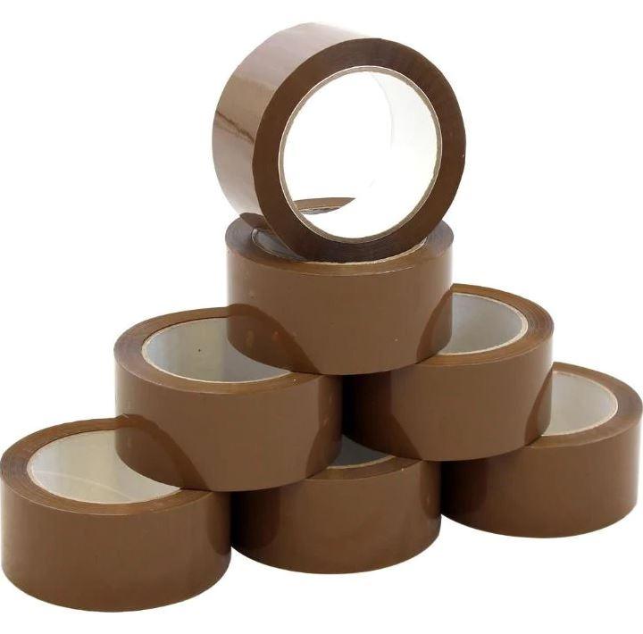 6Pack | Brown Packing Tape | Packaging Moving Adhesive Tapes | 48mm x 75m | Bulk Pack - Office Catch