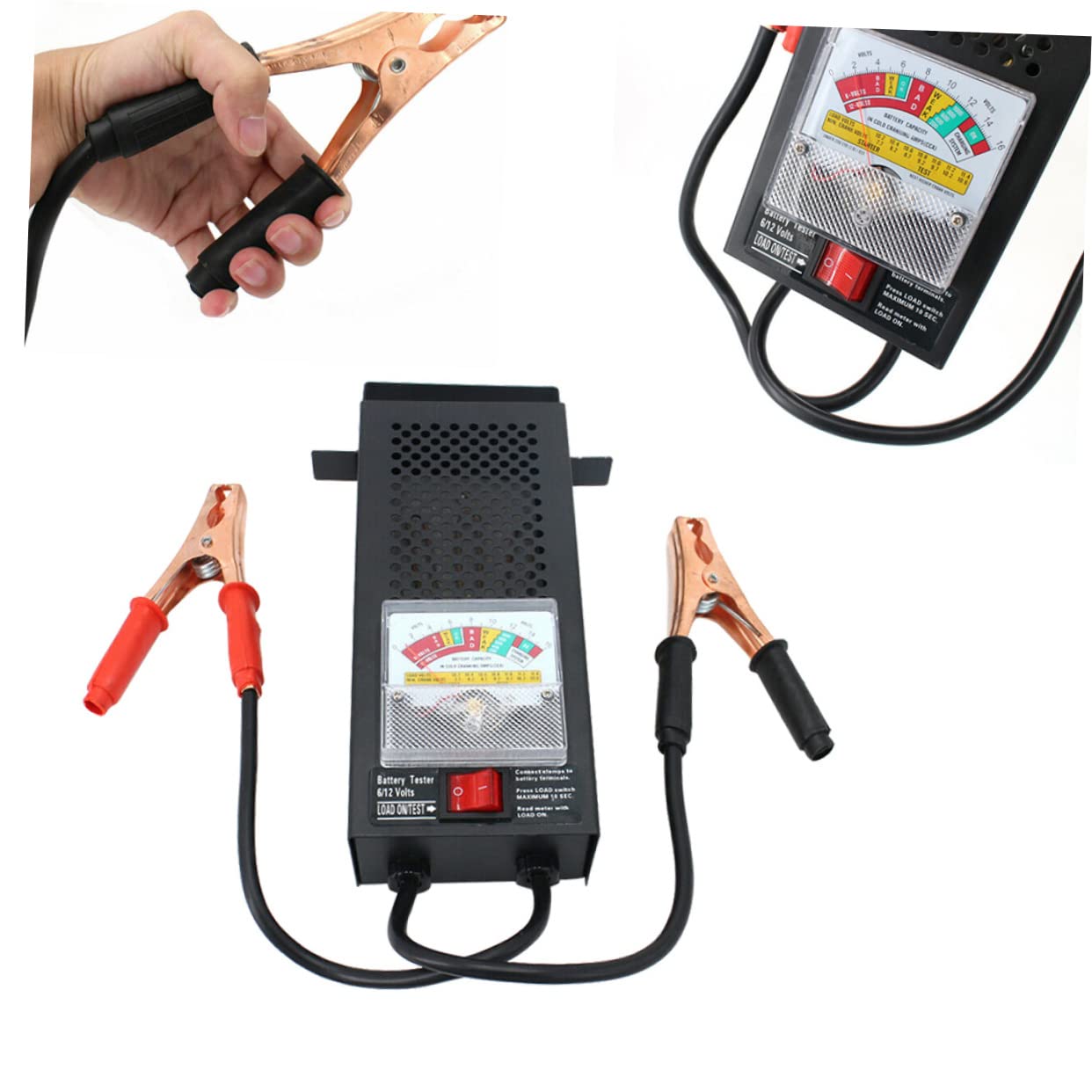 6V/12V 100AMP Car Battery Load Alternator Tester Featuring Voltmeter and Alligator Clips - Ideal for All Battery Types in Cars, RVs, Motorcycles, ATVs, and Boats - Office Catch