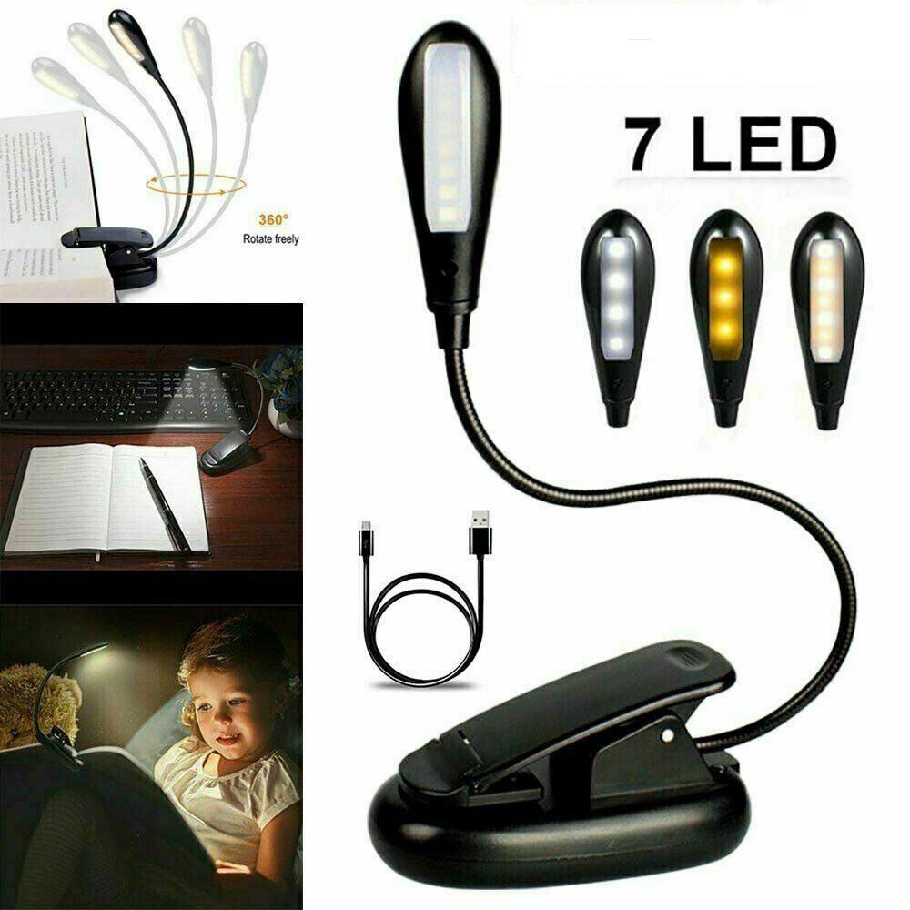 7 LED USB Reading Light USB Bed Reading Lamp Clip On - Office Catch