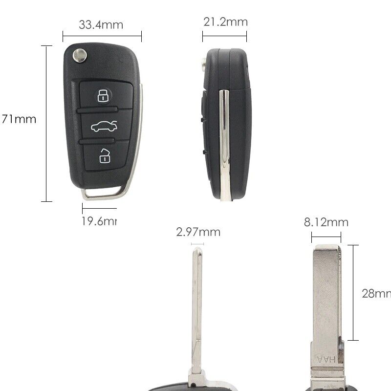 8P0 837 220 D for Audi A3 S3 TT 2005-2013 Complete Flip Remote Car Key Fob - Office Catch