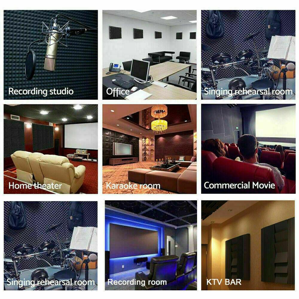 96 Pack | Studio Acoustic Foam Sound Absorbtion Proofing Panels Tiles Wedge | 30*30*2.5cm - Office Catch