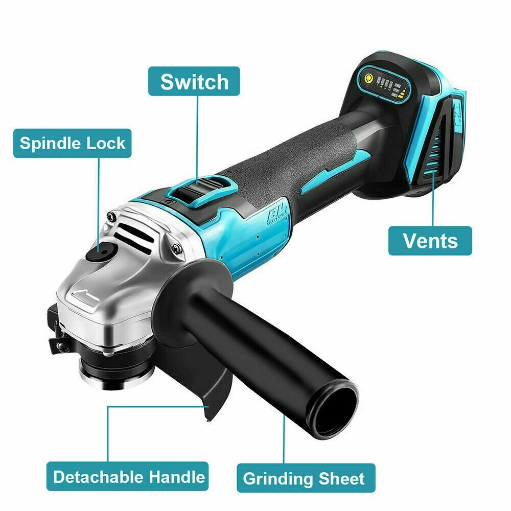 Angle Grinder Brushless With 2x Li-ion Battery & Charger 125mm Combo Kit - Office Catch