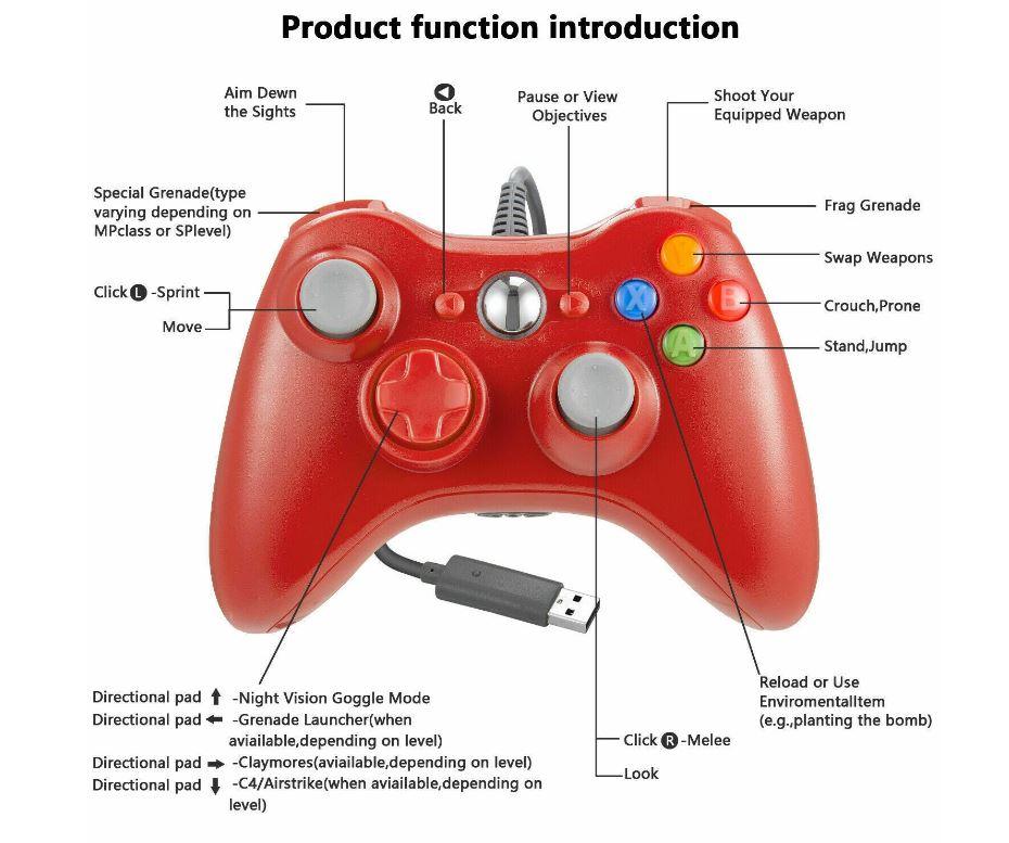 Blue | Ergonomics USB Wired Gamepad Controller For Microsoft Xbox 360/PC Universal - Office Catch