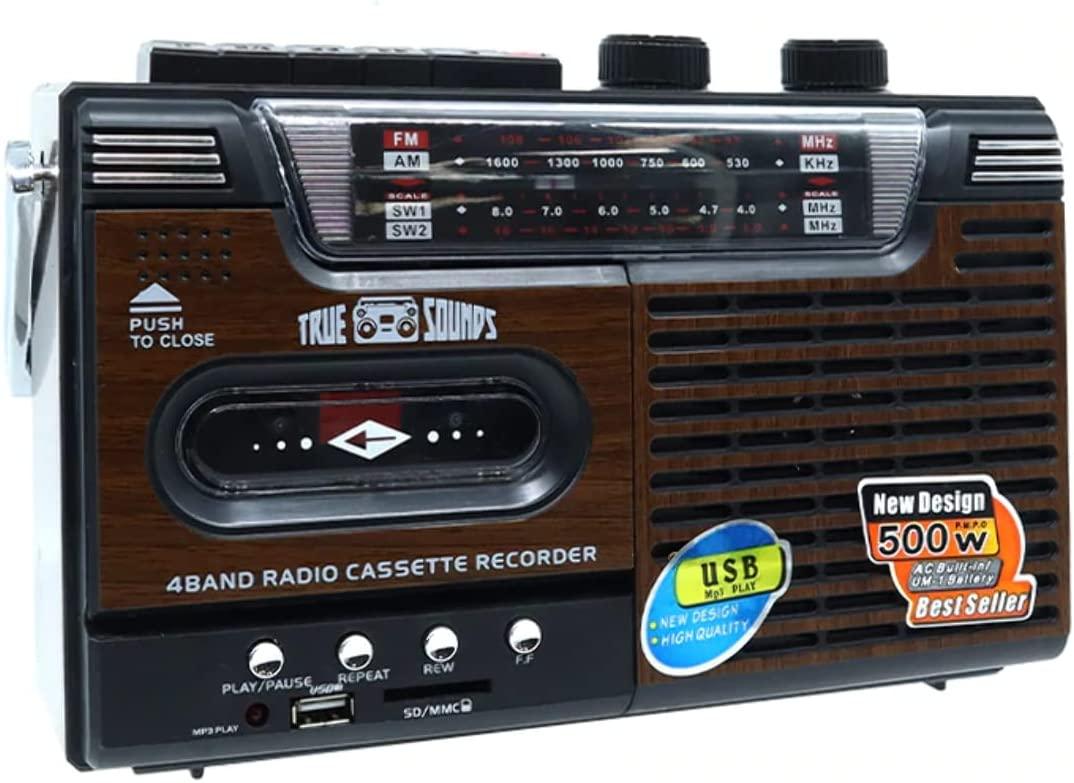 Cassette Tape Player Speaker AM FM SW1 SW2 Radio Single Tape Deck Retr