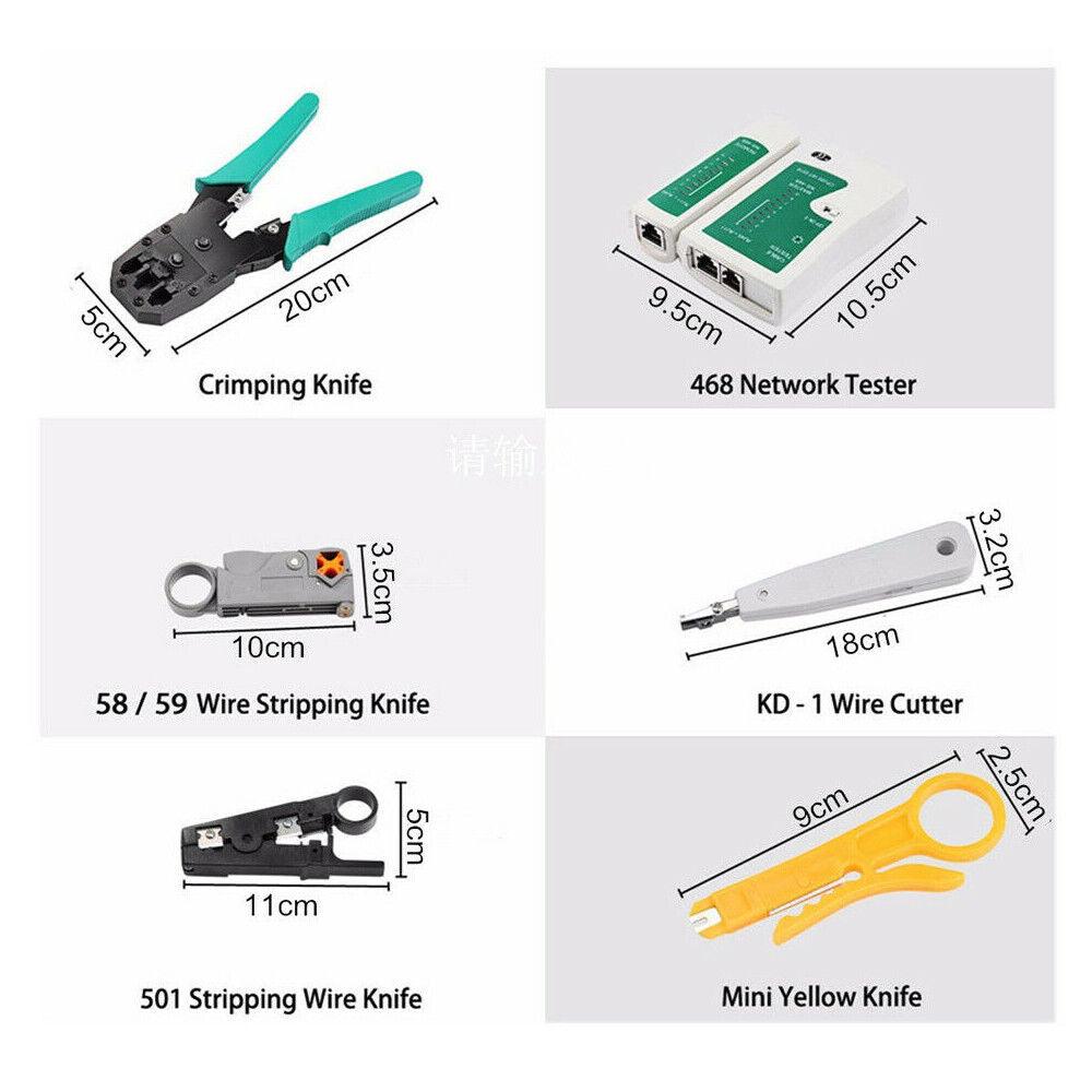 CAT6/5 LAN Network Cable Tool Kit Crimper RJ45 Tester Stripper Punch Down Cutter - Office Catch