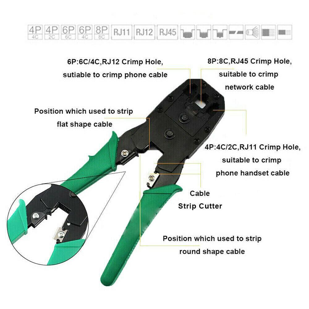 CAT6/5 LAN Network Cable Tool Kit Crimper RJ45 Tester Stripper Punch Down Cutter - Office Catch