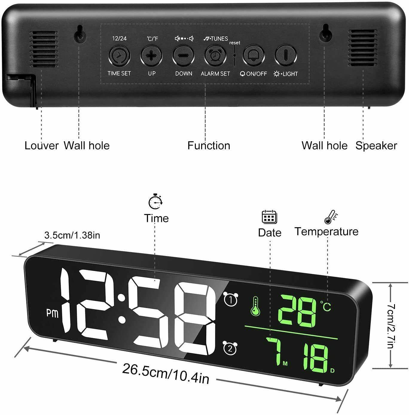 Clock For Table With Temperature & Alarm - Office Catch