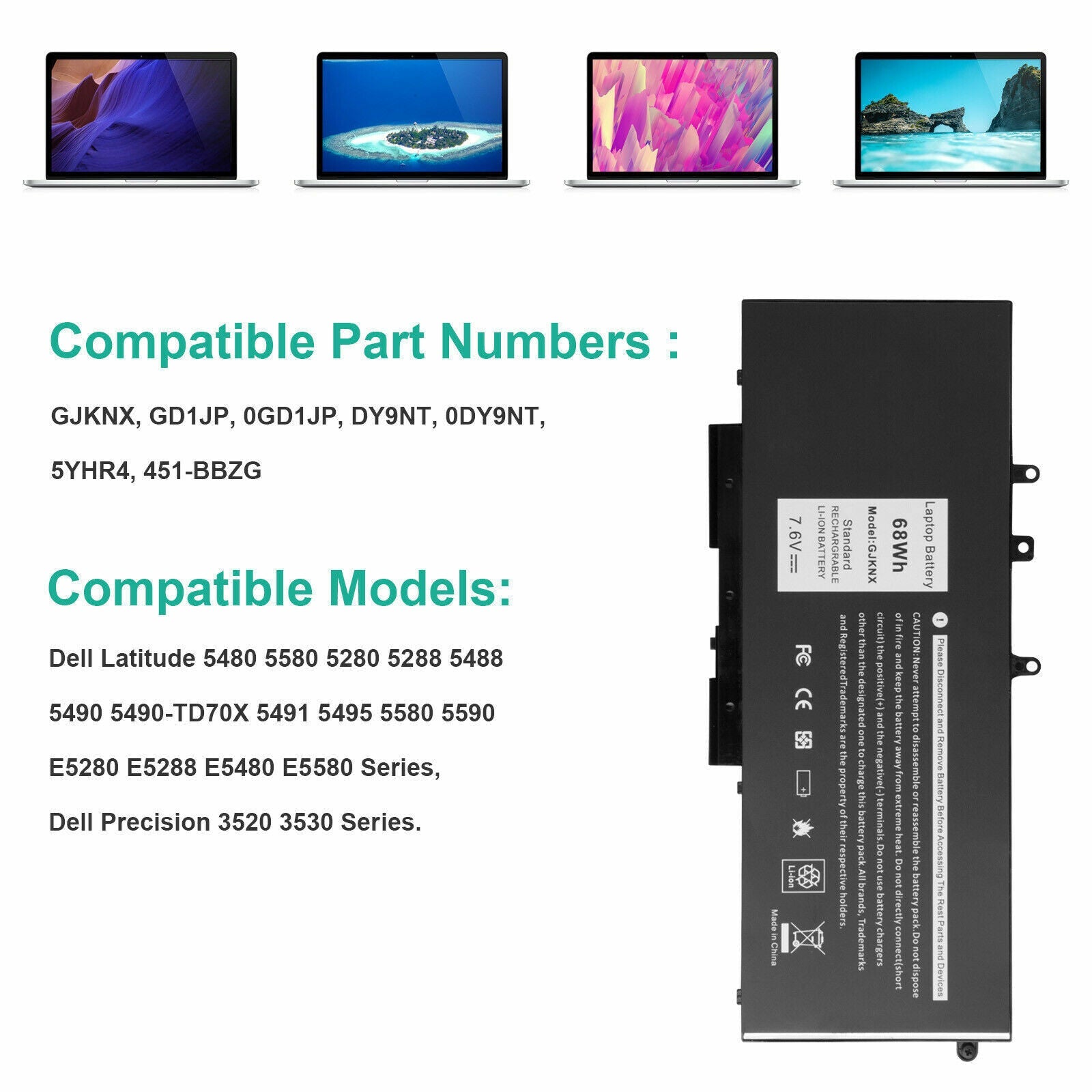 Compatible Battery Dell Latitude E5480 5580 E5490 Precision 3520 GJKNX 68Wh - Office Catch
