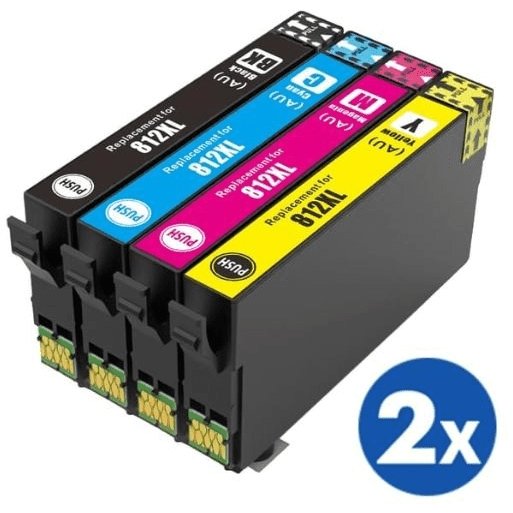 Compatible Epson 812XL (C13T05E192-C13T05E492) High Yield Ink Cartridge Combo [2BK,2C,2M,2Y] - Office Catch