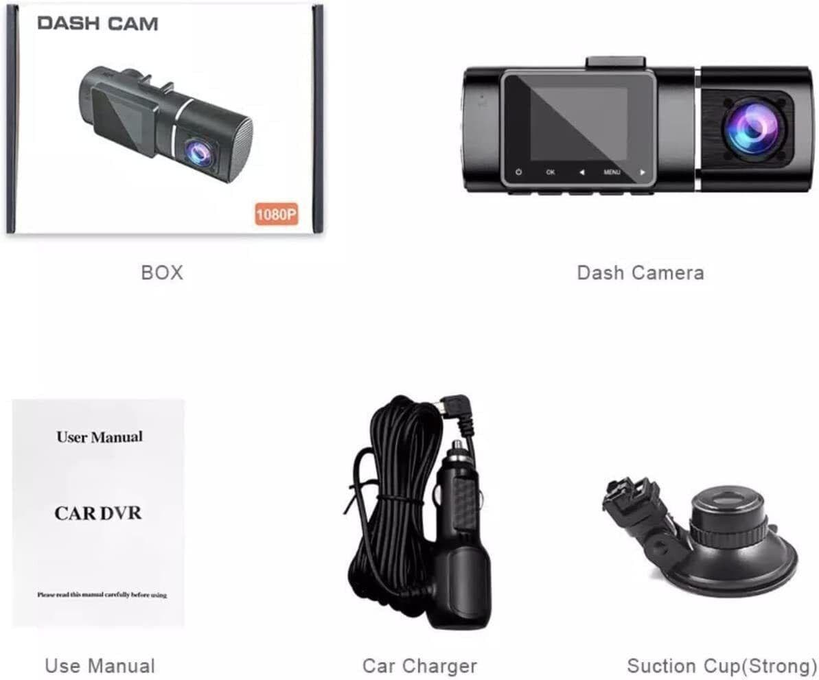 Dash Cam Dual Lens 1080P Night Vision 1.5 Inch LCD Screen. - Office Catch