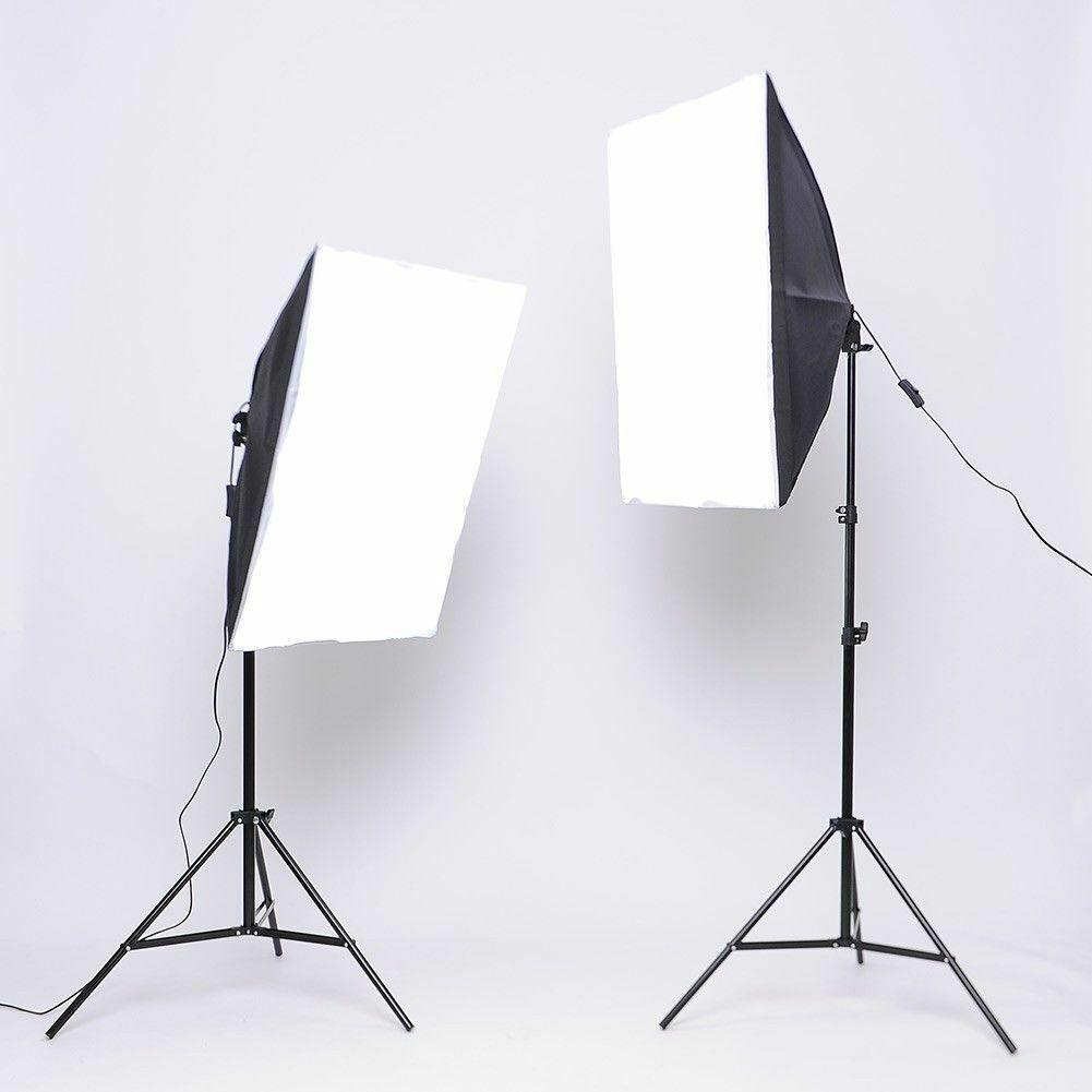 Double Rectangle Softbox 2 x 135W Bulb Continuous Lighting Kit - Office Catch