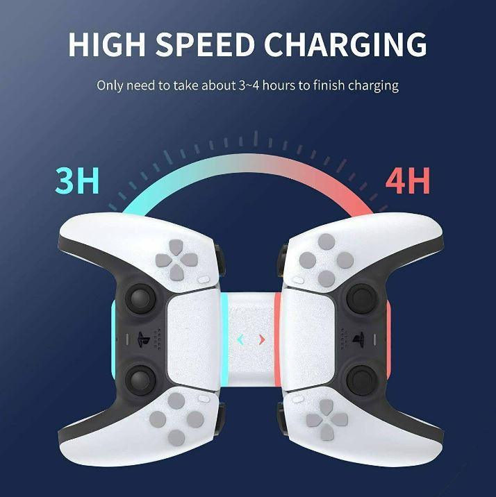 Dual Controllers Charger Charging Dock Station Stand with LED Compatible with Sony PS5 Playstation 5 DualSense Controller - Office Catch