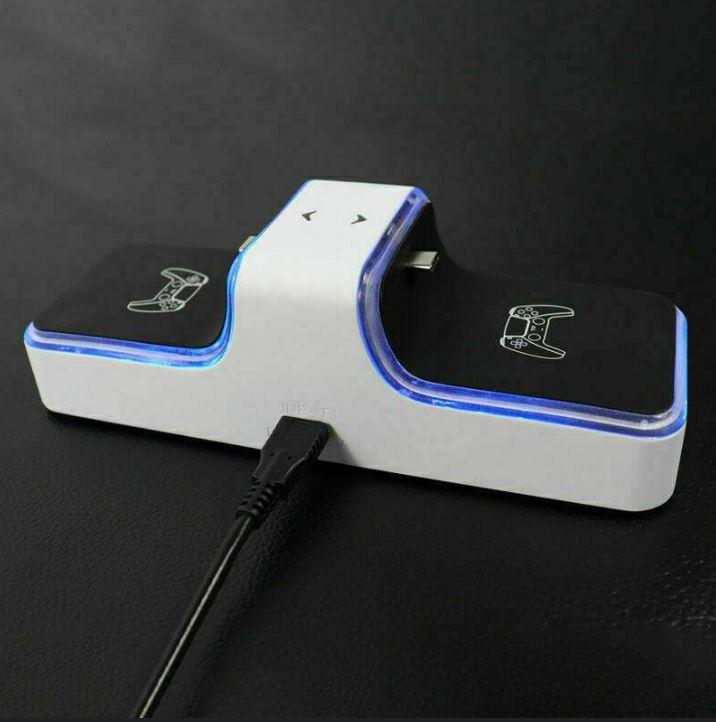 Dual Controllers Charger Charging Dock Station Stand with LED Compatible with Sony PS5 Playstation 5 DualSense Controller - Office Catch