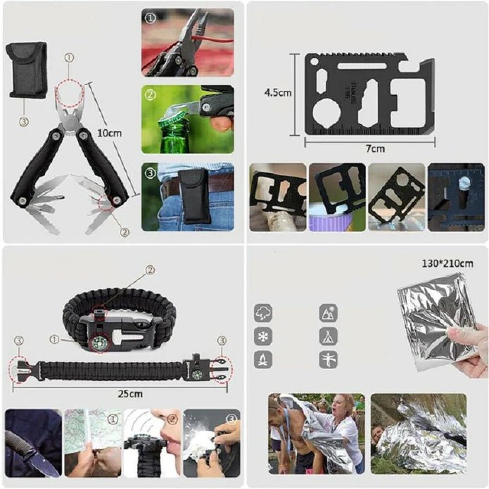 Emergency Survival Equipment Kit Sports Tactical Hiking Camping - Office Catch