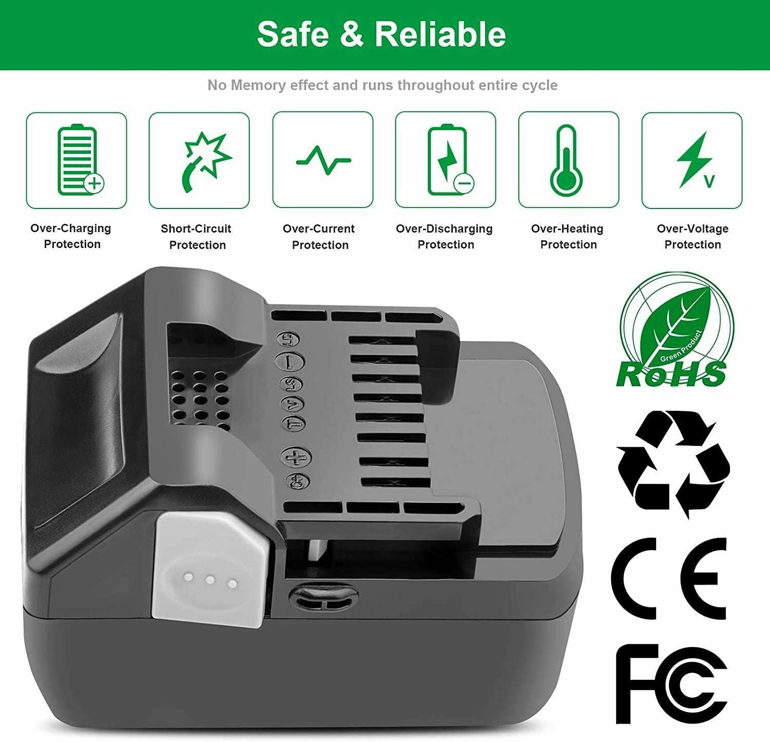 For Hitachi Hikoki 18V 5.0Ah Lithium Battery BSL1850 BSL1840 BSL1830 BSL1815S - Office Catch