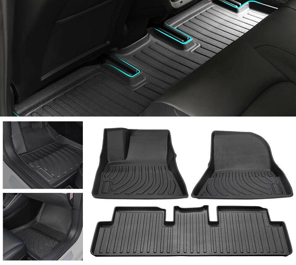 For Tesla Model 3 All Weather 2017-2022 Floor Rubber Mats Carpets Front Rear Set - Office Catch