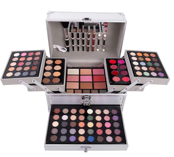 Full Makeup Kit with Face Powder Matte Shimmer Eye shadow Palette Lipstick Makeup Brushes Highlighter Bronzer Professional Make Up - Office Catch