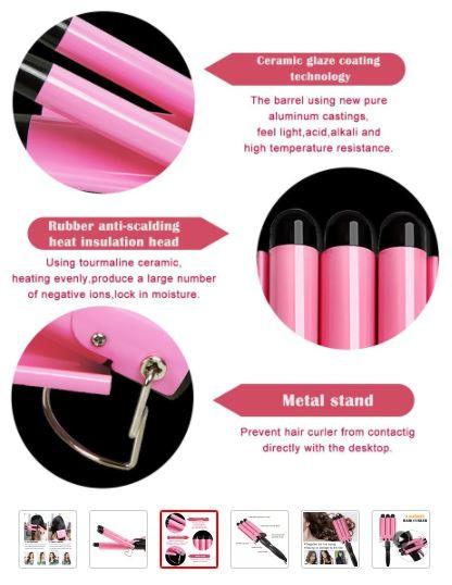 Hair Curlers 3 Barrel Curling Iron Beach Waves Curling Iron Hair Curler - Office Catch