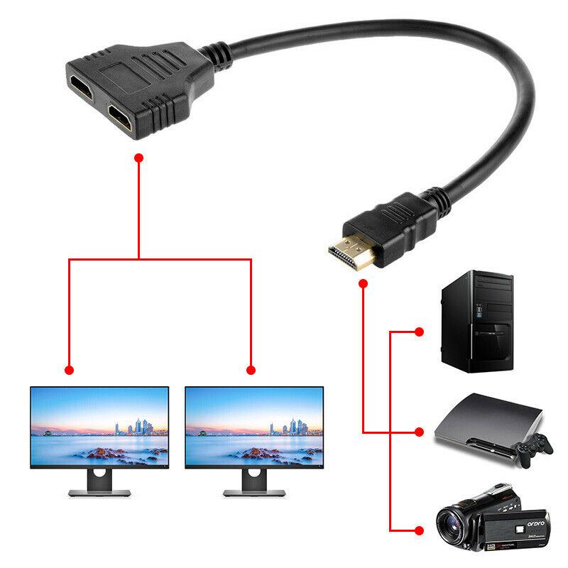 HDMI Splitter Adapter Converter 1 In 2 Out Multi Display Duplicator Amplifier Full HD 1080p - Office Catch