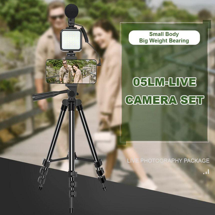 K-05LM Vlogging Kit with Microphone 36 LED Light Bluetooth Remote Smart Phone Holder Tripod - Office Catch