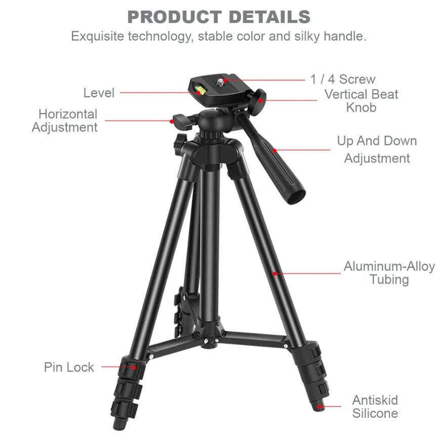 K-05LM Vlogging Kit with Microphone 36 LED Light Bluetooth Remote Smart Phone Holder Tripod - Office Catch