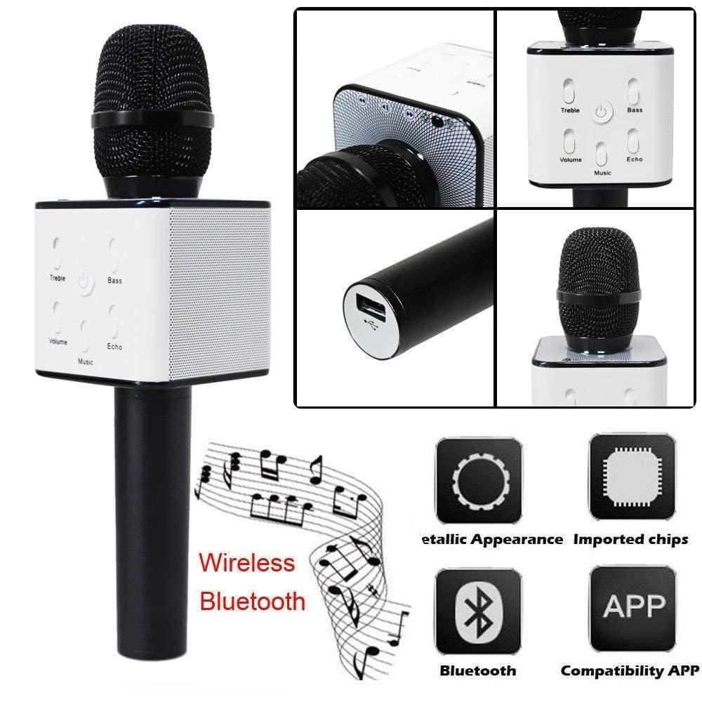 Karaoke Microphone Q9 Wireless Bluetooth Speaker Handheld Mic USB Player | Rose Gold - Office Catch