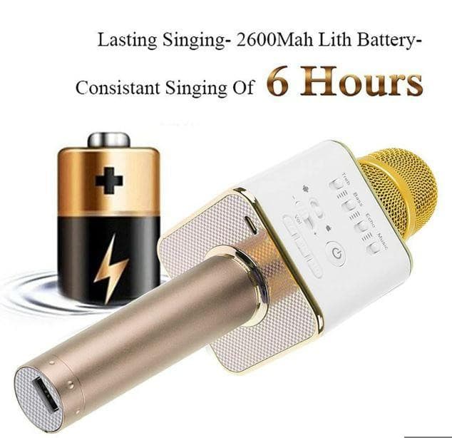 Karaoke Microphone Q9 Wireless Bluetooth Speaker Handheld Mic USB Player | Rose Gold - Office Catch