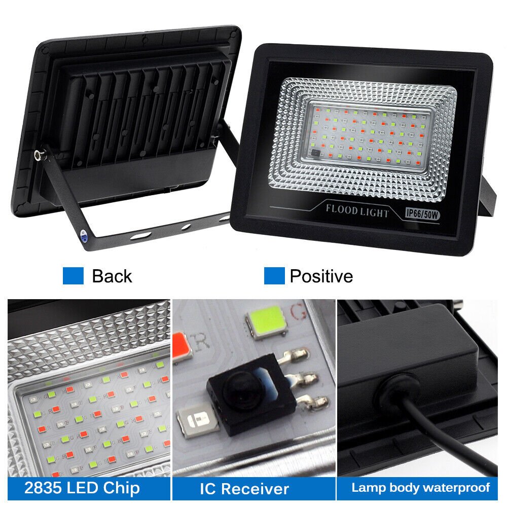 LED Flood Light 100W RGB Floodlight Color Changing Spotlight AU Plug outdoor - Office Catch