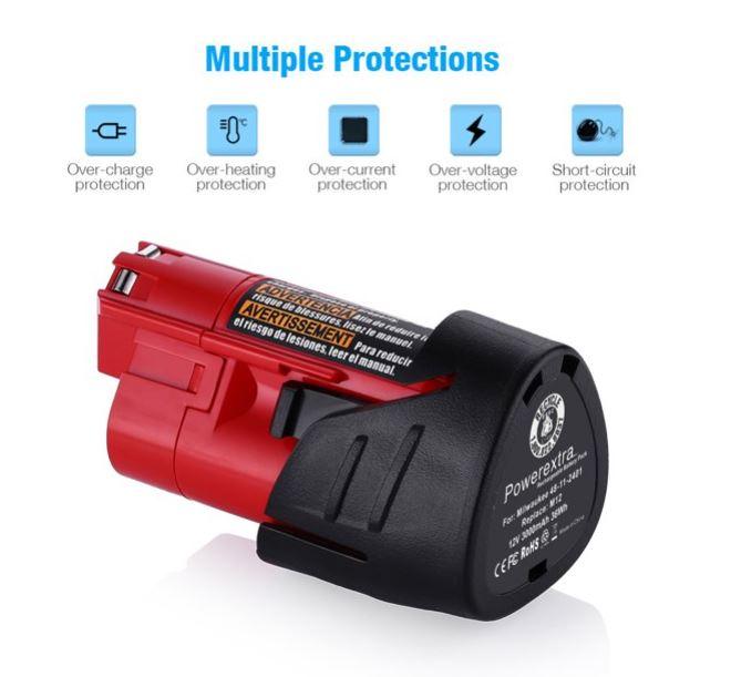 M12 3A 12V Replacement Milwaukee 12V Battery Lithium-ion Battery for Milwaukee Cordless Drill - Office Catch