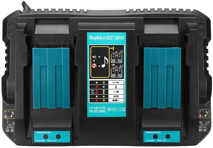 Makita Compatible Dual Port 14.4V-18V Rapid Fast Battery Charger for BL1850 BL1860 etc - Office Catch