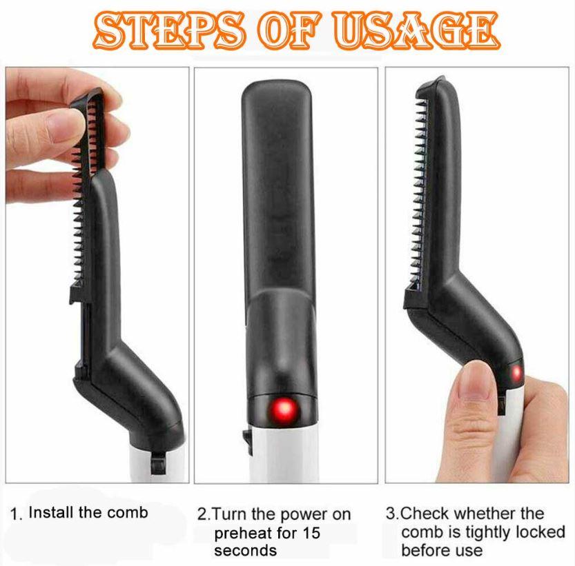 Men Quick Beard Straightener Multifunctional Hair Comb - Office Catch