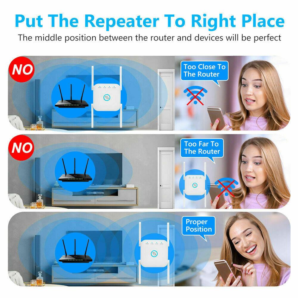 Network WiFi Extender 1200Mbps Dual-band WiFi Extender Wide Coverage - Office Catch