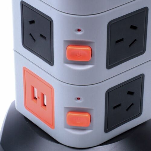 Power Board 15 Way Outlets Socket 2USB Charging Charger Ports w/ Surge Protector - Office Catch