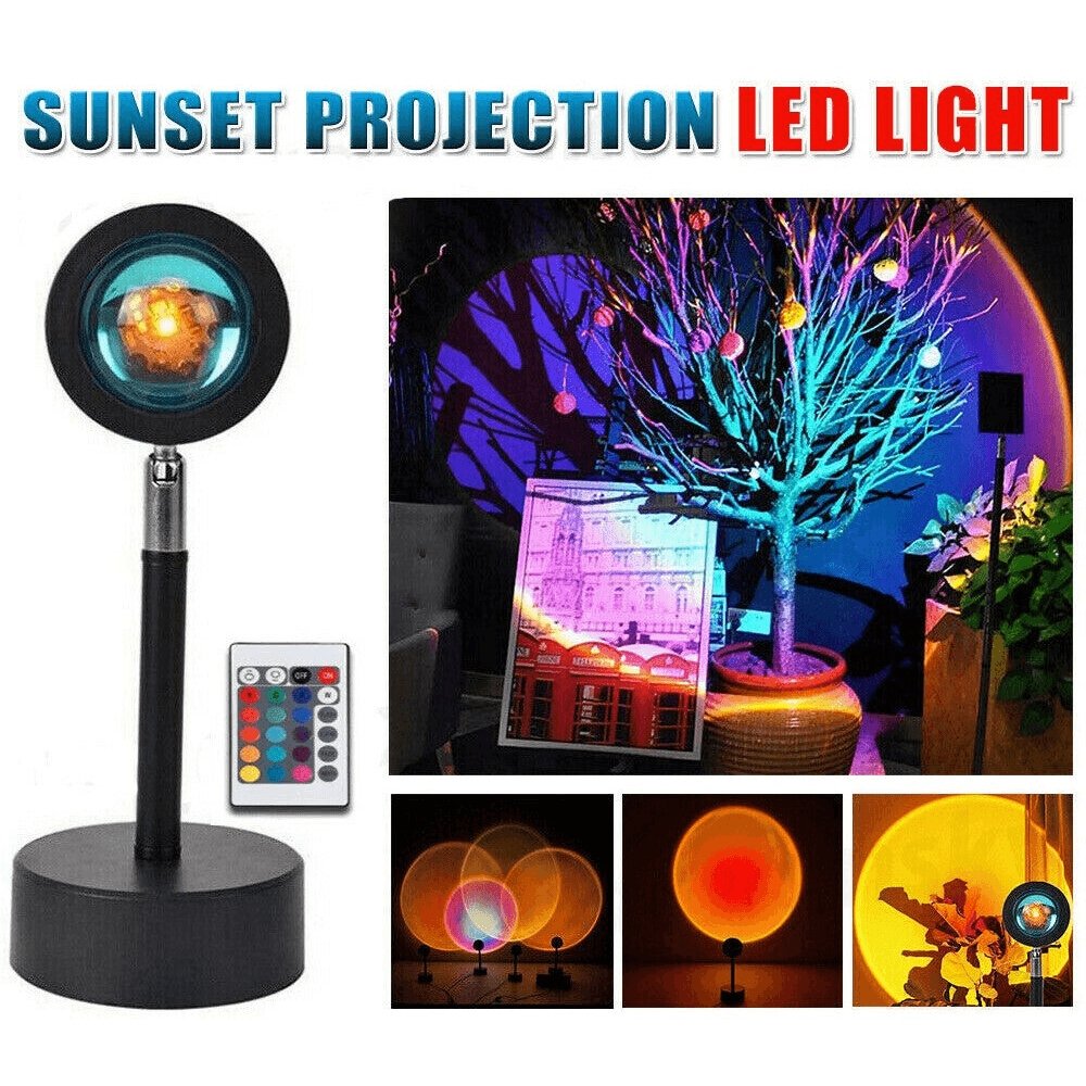Rainbow Sunset Projection Lamp LED 16 Colors With Remote Control - Office Catch