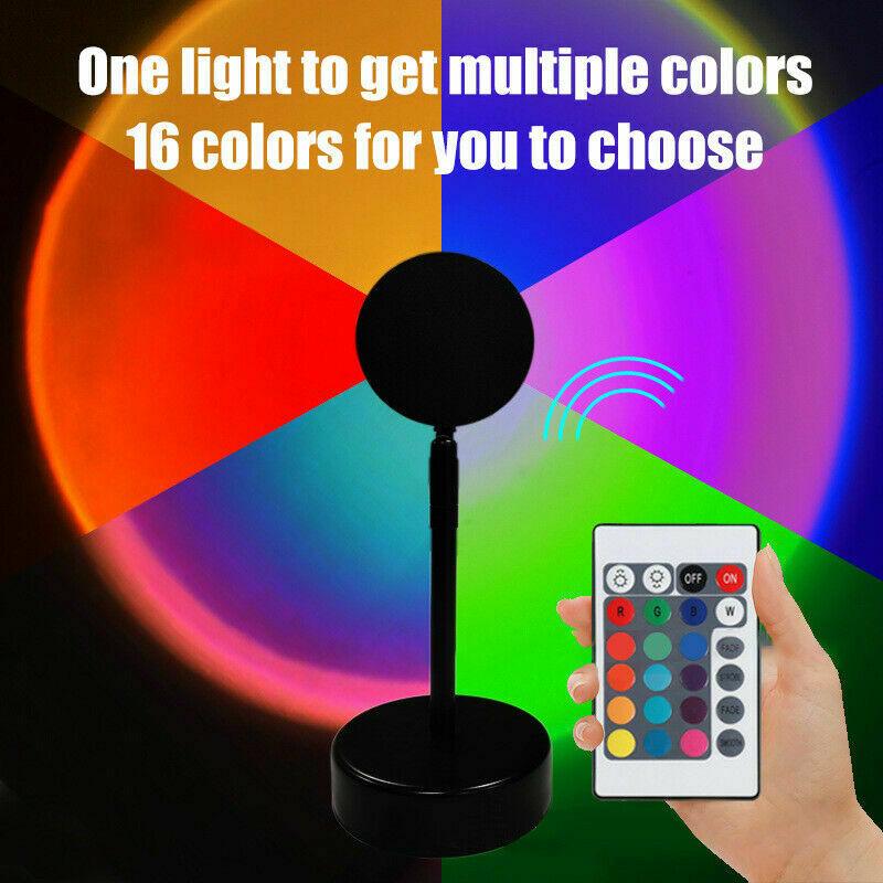 Rainbow Sunset Projection Lamp LED 16 Colors With Remote Control - Office Catch
