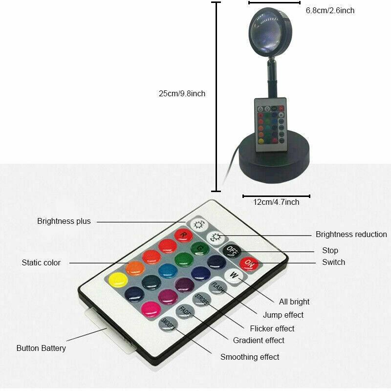 Rainbow Sunset Projection Lamp LED 16 Colors With Remote Control - Office Catch