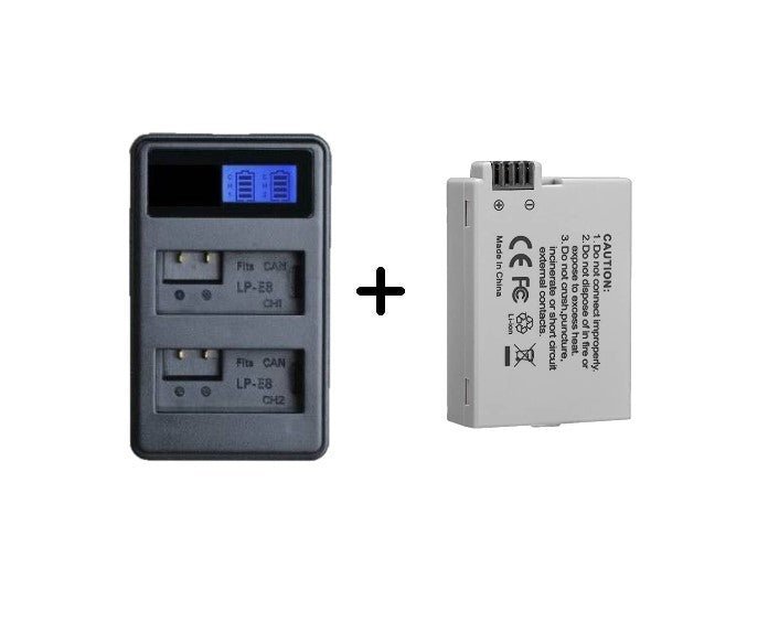 Replacement Battery + LCD Dual Charger | LP-E8 - Office Catch