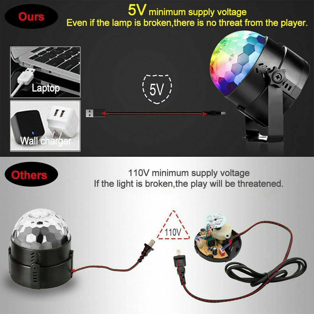RGB LED Disco Ball DJ Party Light Effect Strobe Remote USB Auto Sound Activated - Office Catch