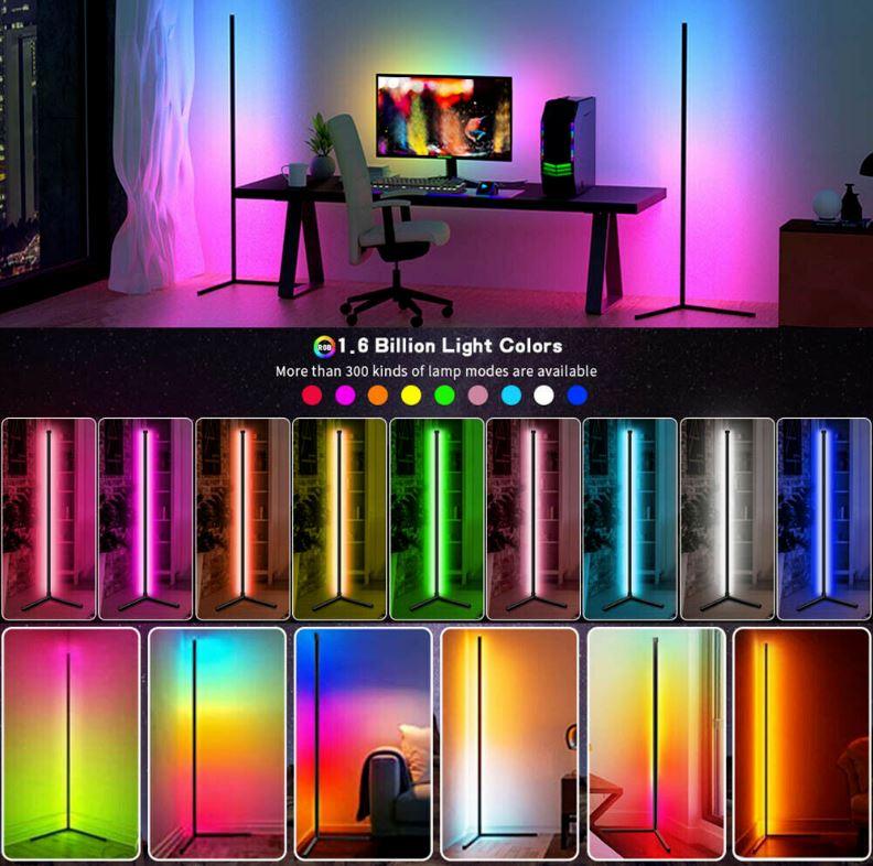 RGB LED Floor Corner Lamp Light Stand Streaming Room Game with Reomte Control | 160cm tall - Office Catch