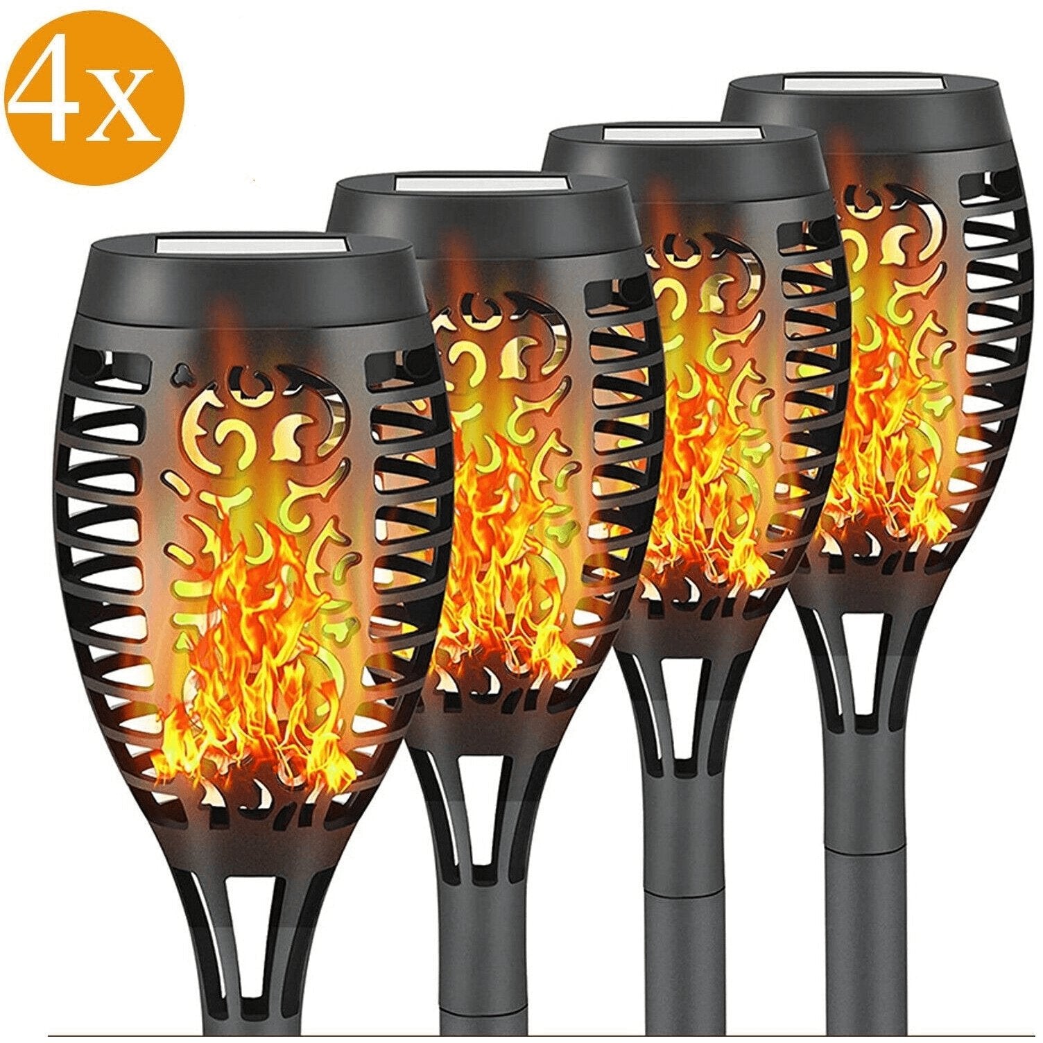 Solar Torch Light Flickering Flame 4 Pack Waterproof Lamp - Office Catch