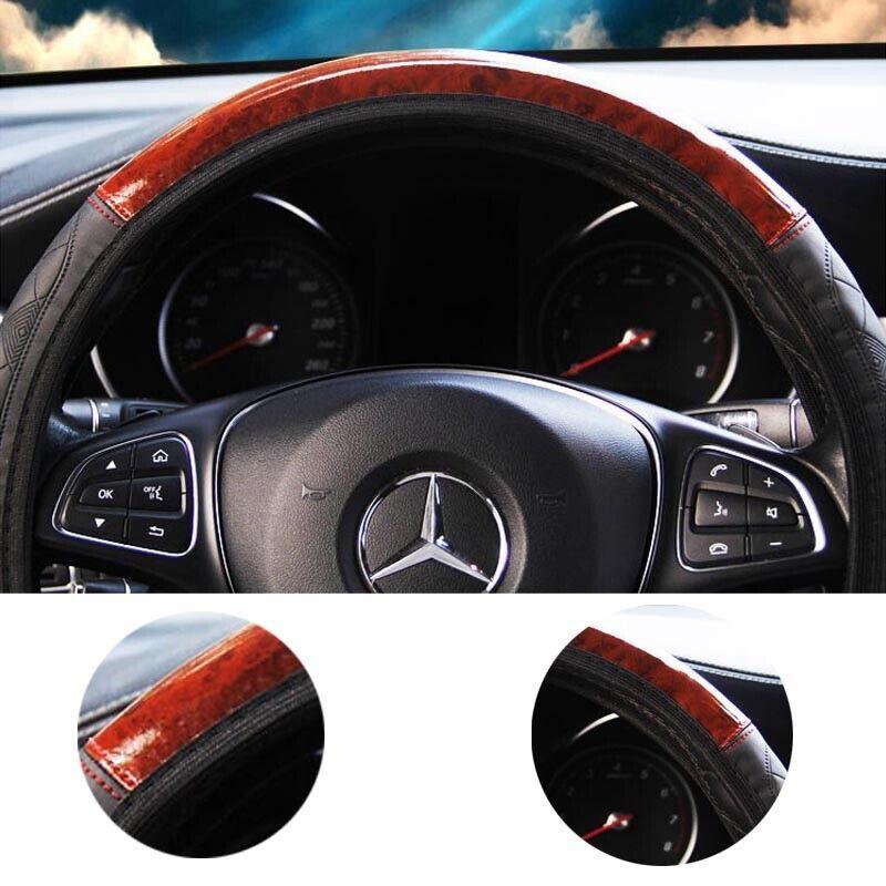 Steering Wheel Cover Mahogany Wood Brown Pattern - Office Catch