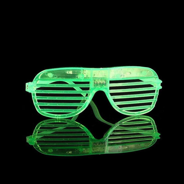 Green LED Glasses Light Up Shutter Shades Sunglasses Glow In The Dark