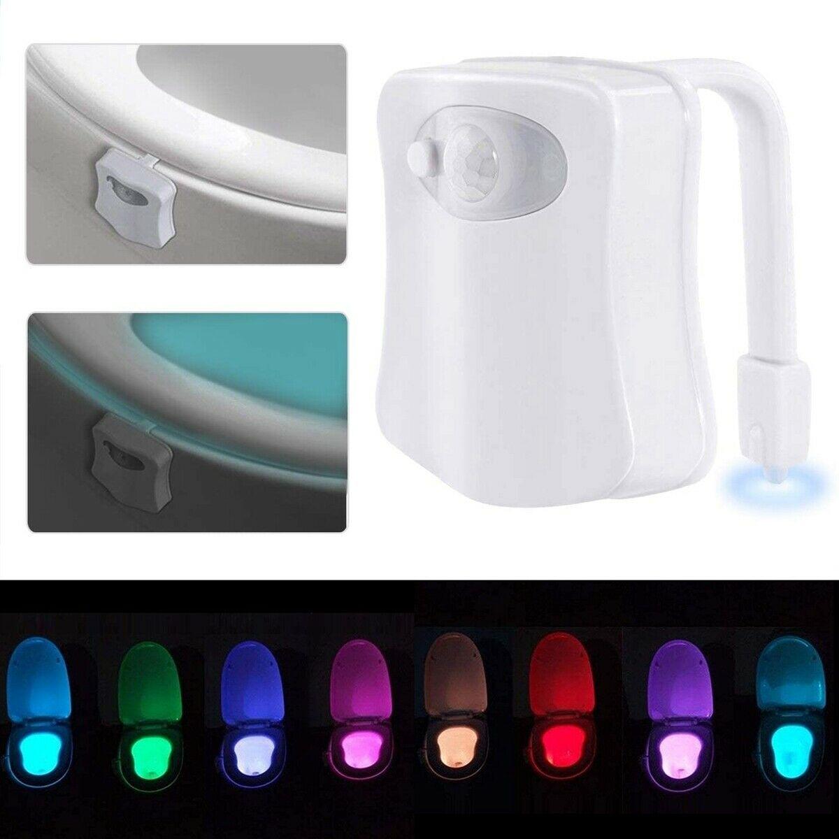 Toilet Bowl Bathroom LED Motion Seat Sensor Night Light With 8 Colour - Office Catch