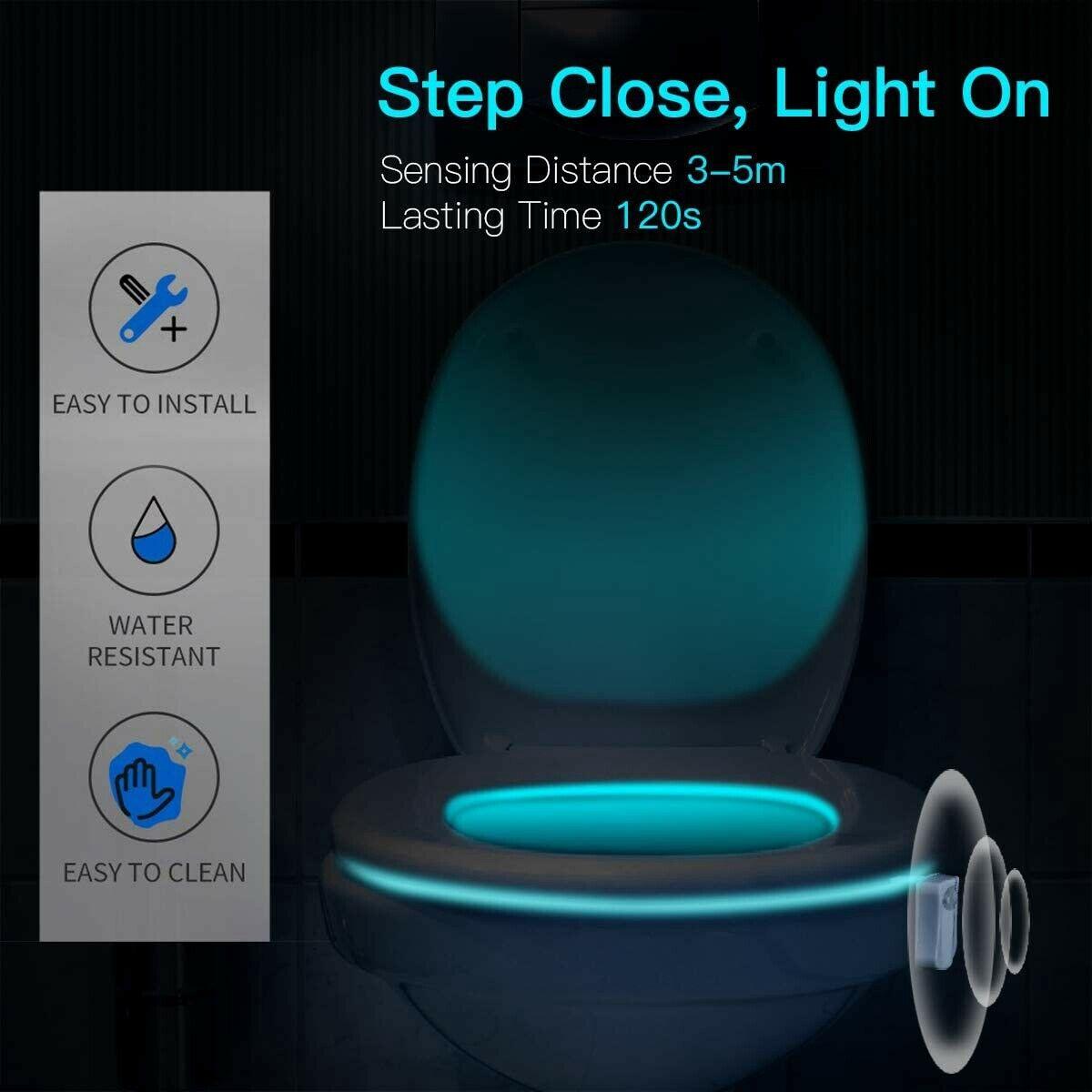 Toilet Bowl Bathroom LED Motion Seat Sensor Night Light With 8 Colour - Office Catch