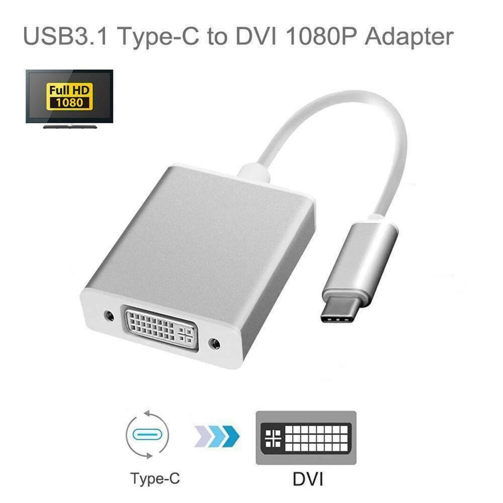 USB 3.1 Type-C to DVI Video Converter Cable USB-C for MacBook Laptop - Office Catch