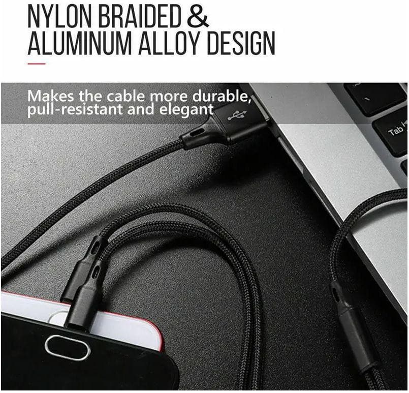 USB Multi Charging Cable USB to Type C/Micro USB 3 in 1 Universal Charger for Smartphones and Tablets - Office Catch