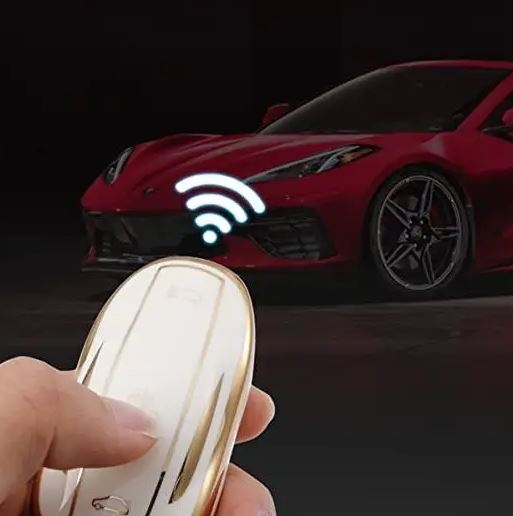 White | Tesla Key Fob Cover Case TPU Keyless Remote Control Smart Key Fob Shell Fit for Tesla Model S Model 3 Model Y - Office Catch