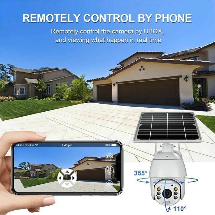 Wireless Solar Powered WIFI Security Camera Outdoor Flood Light LED PTZ - Office Catch